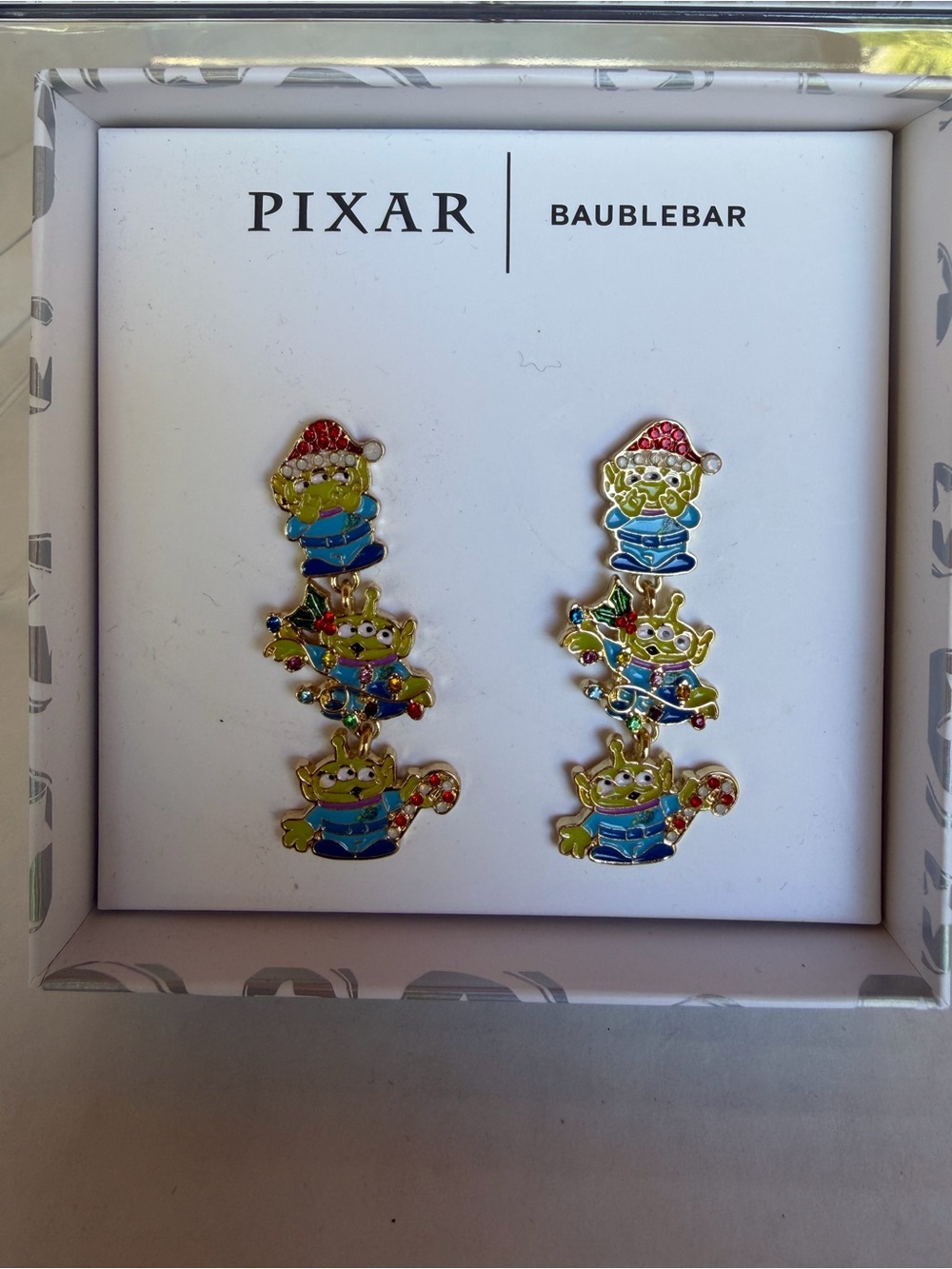 Pixar Disney x BaubleBar Toy Story Alien Christmas Dangle Earrings NWT - Picture 6 of 7